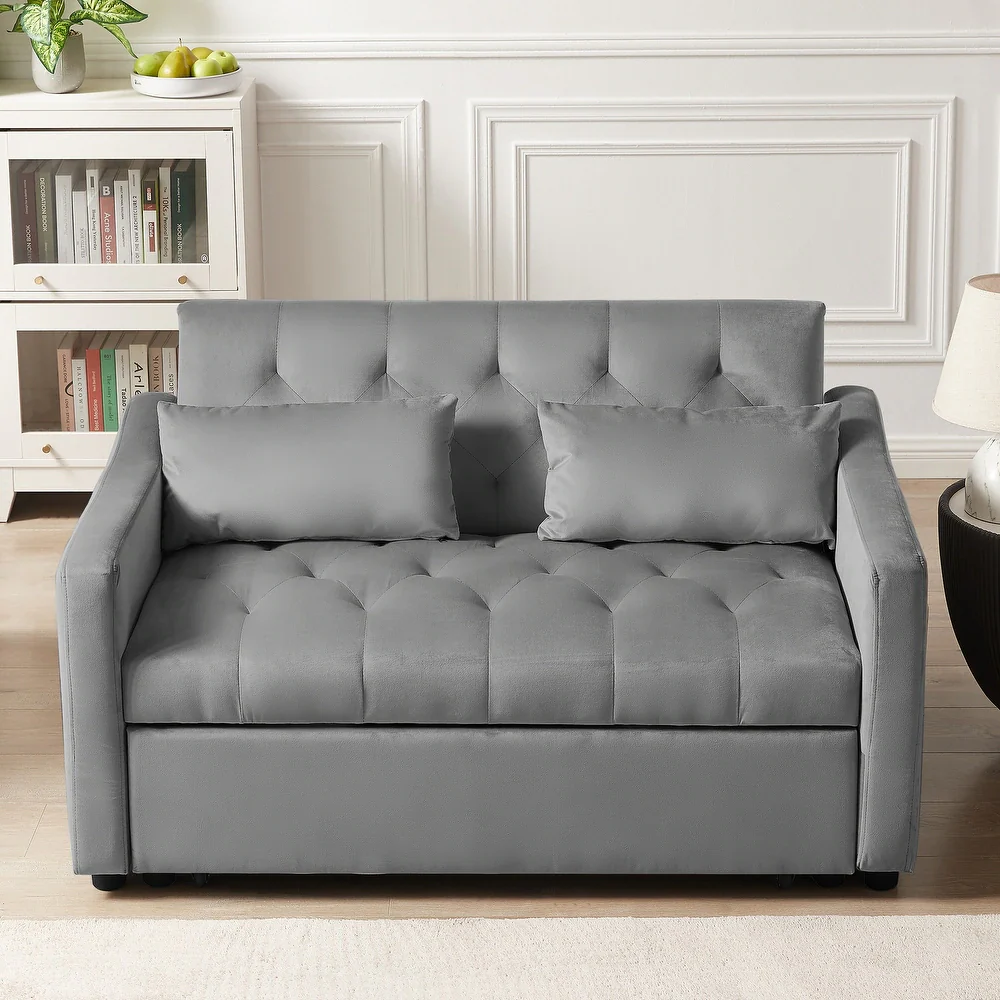 52.7_-Velvet-Upholstered-Multifunction-Sofa-Bed-with-Pull-Out-Bed_-Adjust-Back-and-Side-Pocket-for-Living-Room-Bed-Room_1_1800x18002