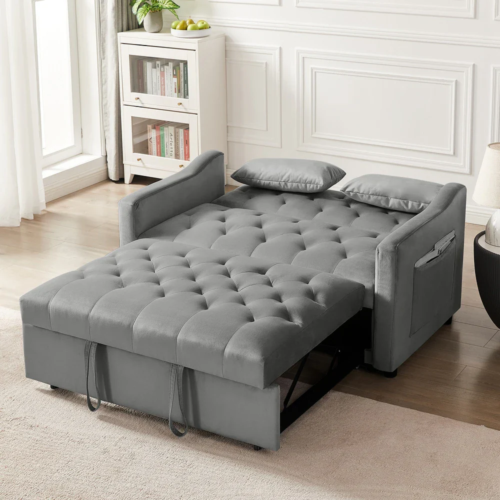 52.7_-Velvet-Upholstered-Multifunction-Sofa-Bed-with-Pull-Out-Bed_-Adjust-Back-and-Side-Pocket-for-Living-Room-Bed-Room_2_ style my space furniture