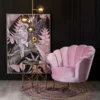 Accent Chair Pink Color in velvet with gold metal frame legs – Style My Space