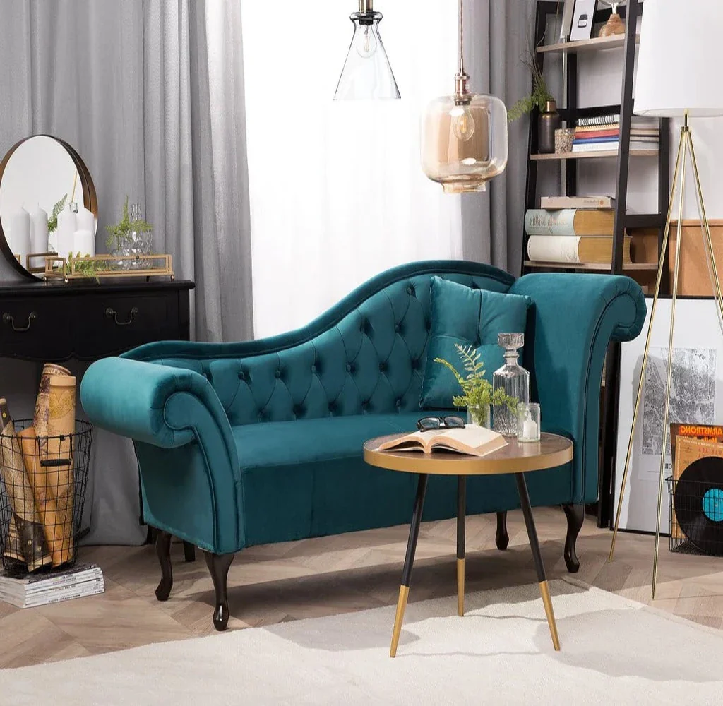 Chesterfield Lounger in Suede2
