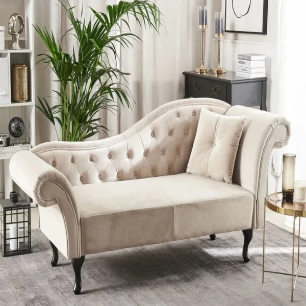 Premium Chesterfield Lounger in Suede – Elegant Seating Option