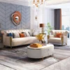 White Leatherette Chesterfield Sofa with premium comfort and customizable design