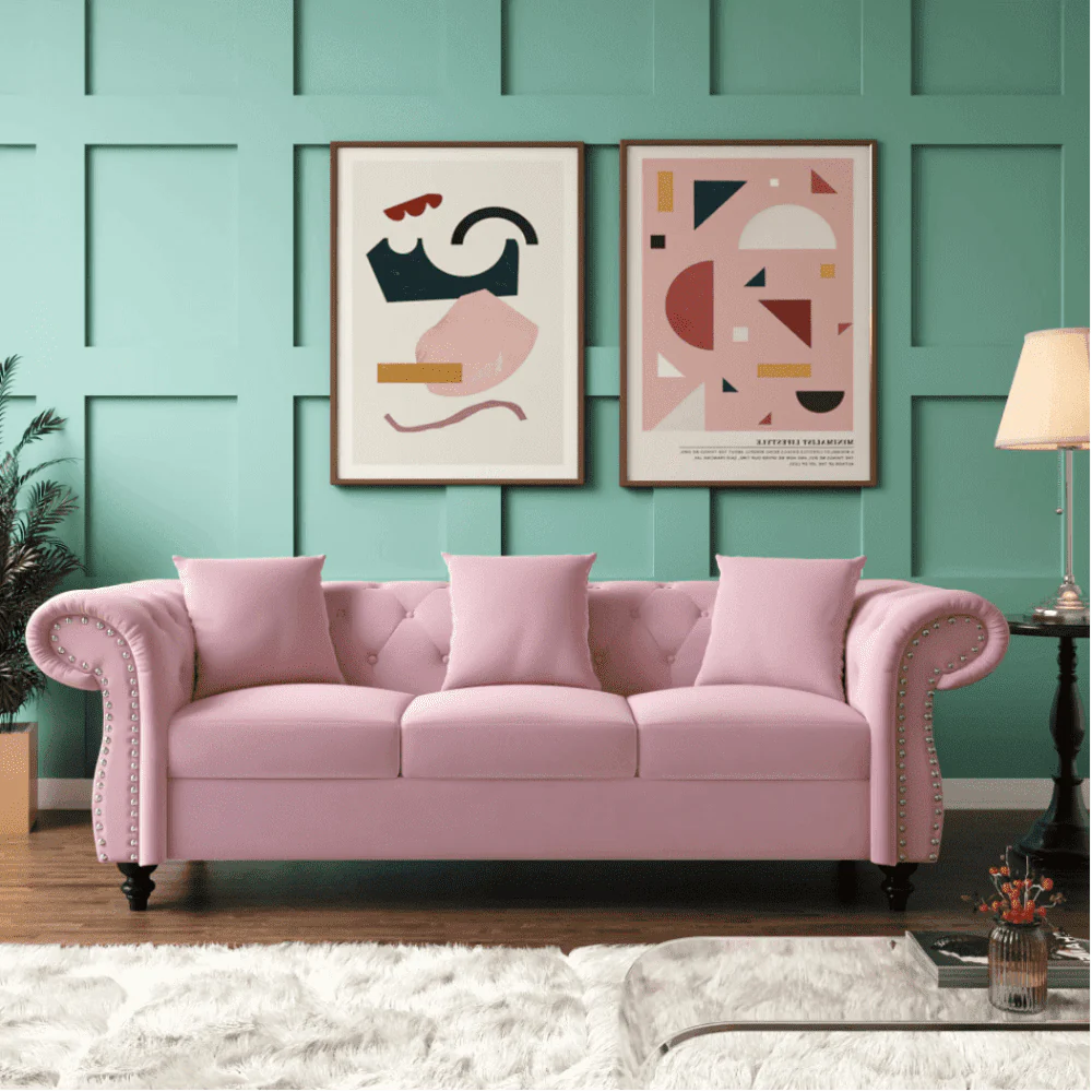 Chesterfield Suede Sofa Set, Btm Layout Bangalore, Factory Outlet Sofa, Affordable Sofa Set, Comfortable Lounger