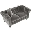 Grey Chesterfield Sofa Set in Living Room