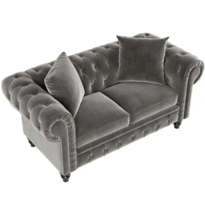 Grey Chesterfield Sofa Set in Living Room