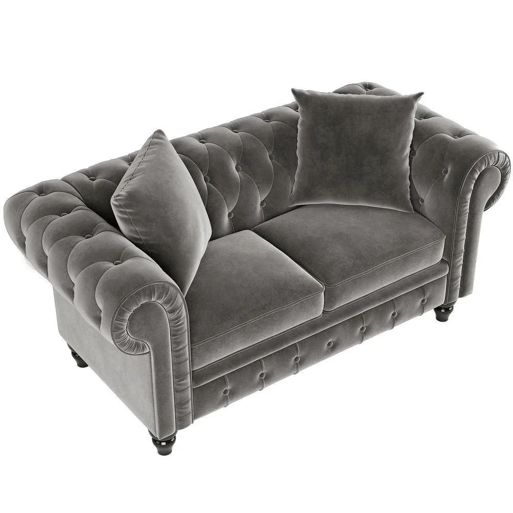 Cosmo Line Chesterfield Sofa Set in Grey Grey Chesterfield Sofa Set in Living Room