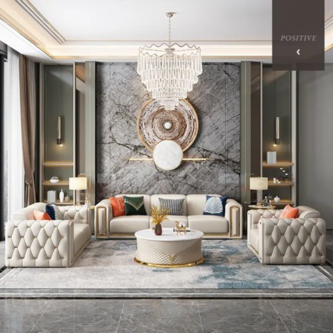 Dexter Modern Straight Line Chesterfield Sofa Set in Leatherette3