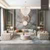 Classic Chesterfield Sofa with sleek straight-line design in Bangalore