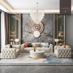 Classic Chesterfield Sofa with sleek straight-line design in Bangalore