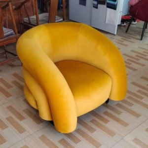 Husky Suede Accent Chair with gold legs, offering style and comfort from Style My Space.
