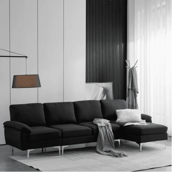 Jasmine Sectional Sofa Set with premium Turkish fabric and gold legs from Style My Space