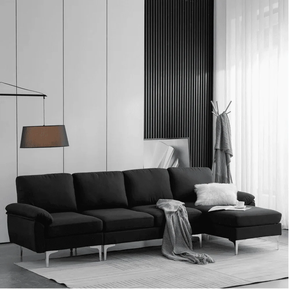 Jasmine Sectional Sofa Set with premium Turkish fabric and gold legs from Style My Space