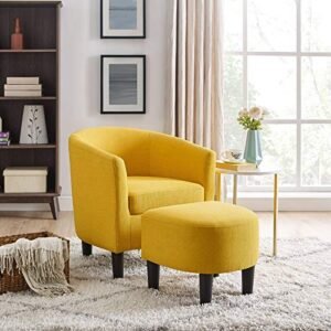 Langley Chair with Ottoman in vibrant fabric, perfect for modern living rooms