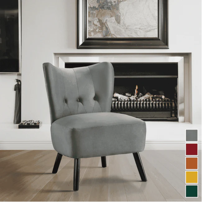 Grey Chair: Add sophistication to your decor with the grey Lappy Suede Accent Chair from Style My Space.