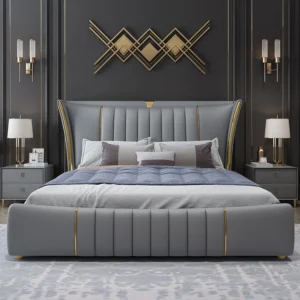 Luxury Upholstered Bed In Leatherette