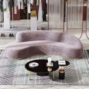 Modern Velvet Upholstered Curved Sofa