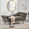 Brown Neon Suede Lounger with sleek gold legs and high-density foam.