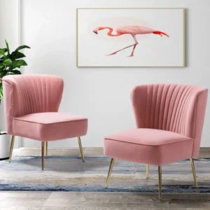 Pepper Accent Chair with velvet fabric and gold metal legs