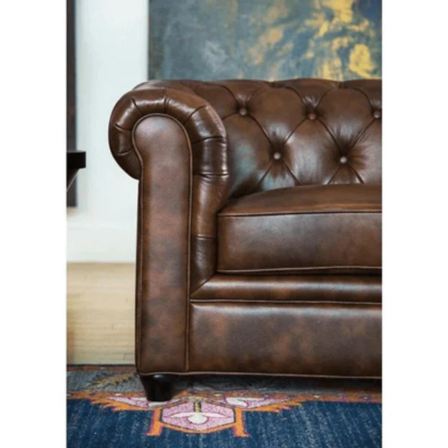 Rolled Arm Chesterfield Sofa with Back Tufting in Leatherette5