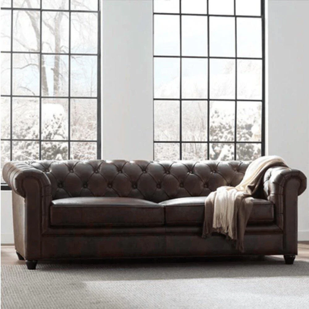 Rolled Arm Chesterfield Sofa with Back Tufting in Leatherettem2