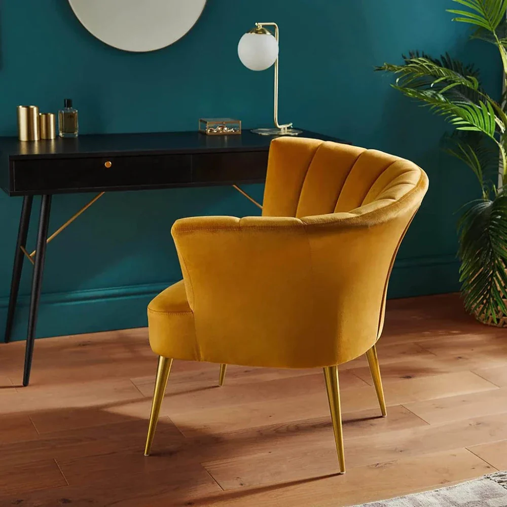 Comfortable Orange Velvet Accent Chair in modern living room