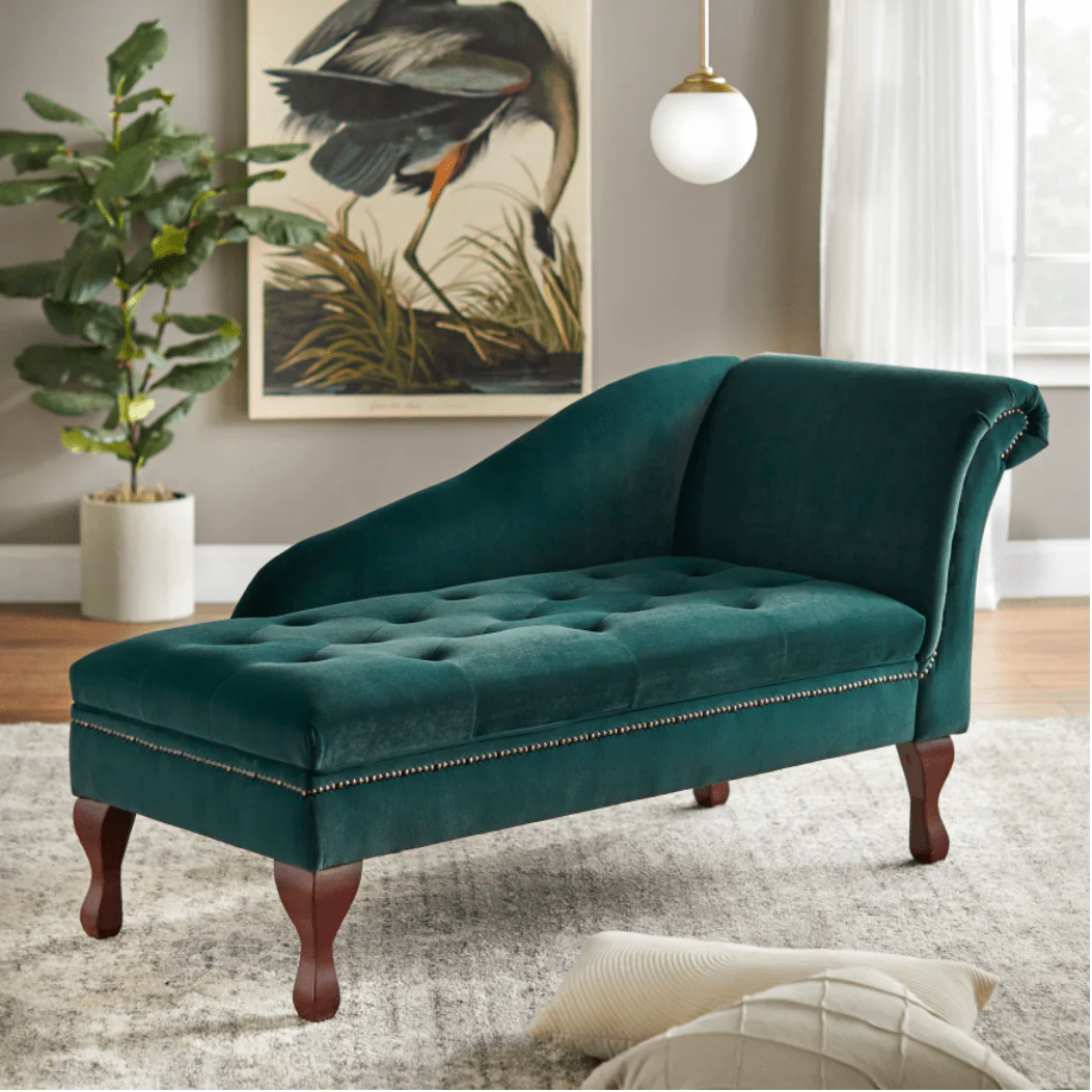 Simple Living Chaise Lounge in Velvet Fabric – Stylish and Comfortable
