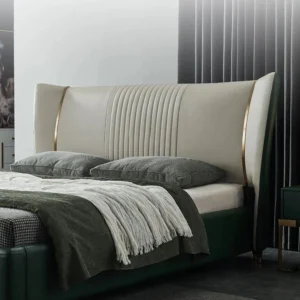 Upholstered Luxury Bed With Storage In Green Leatherette