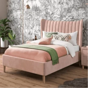 Upholstered Without Storage Bed in Suede