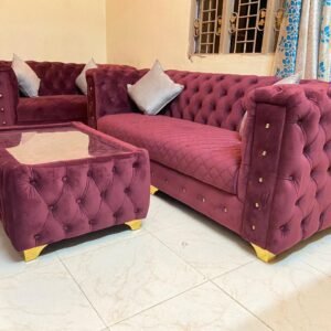 Elegant Red Leatherette Chesterfield Sofa with customizable design, factory-direct prices, and 25% off at Style My Space