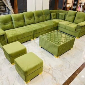 Elegant L Shaped Velvet Sofa with plush upholstery and modern design