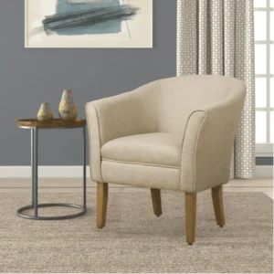Well Barrel Accent Chair by Style My Space with gold legs and premium upholstery.